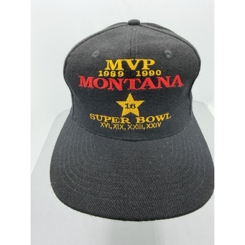 Vintage Joe Montana Super Bowl MVP Hat, Snapback Black NFL Cap, Wool, LA GEAR - Picture 2 of 6
